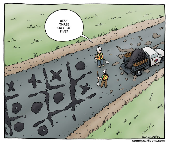 Road Crew Plays x's and o's with Potholes